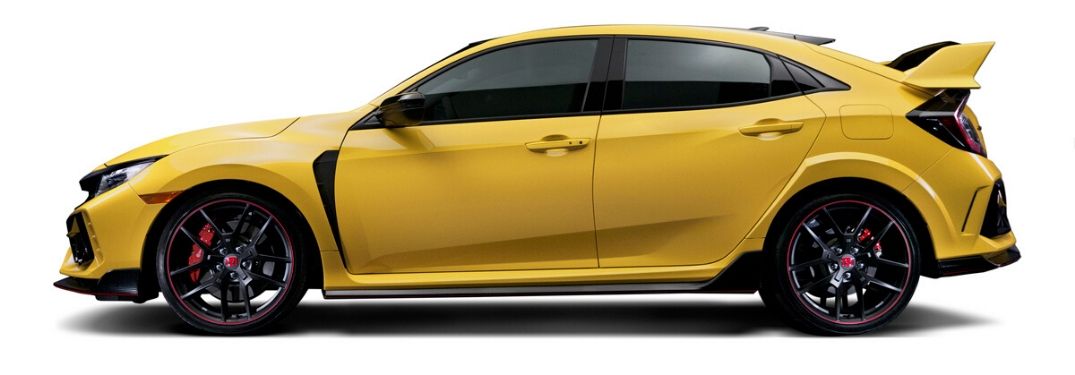 Yellow 2021 Honda Civic Type R Limited Edition Side Exterior on White Background