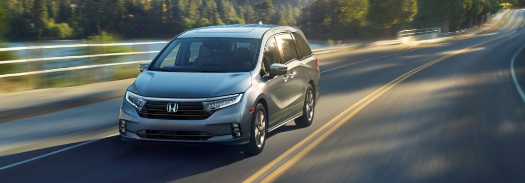 Gray 2021 Honda Odyssey on a Country Highway