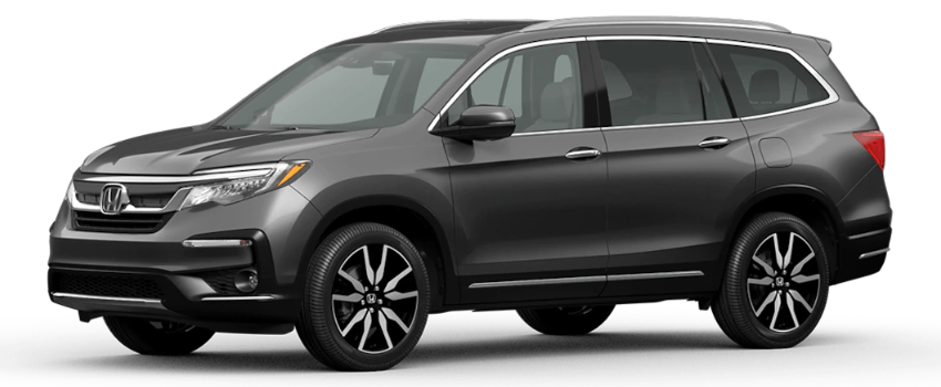 Modern Steel Metallic 2021 Honda Pilot on White Background
