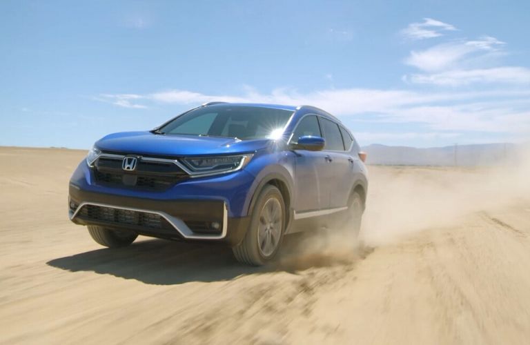 Blue 2020 Honda CR-V in a Sandy Desert