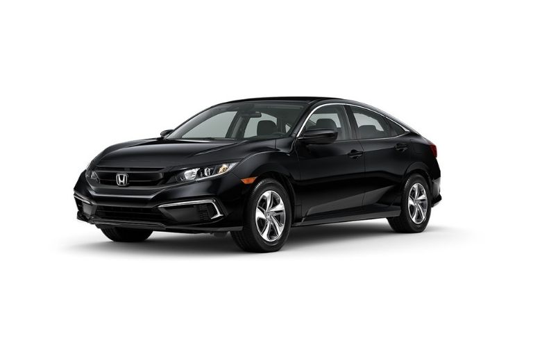 Black 2020 Honda Civic Sedan LX on White Background