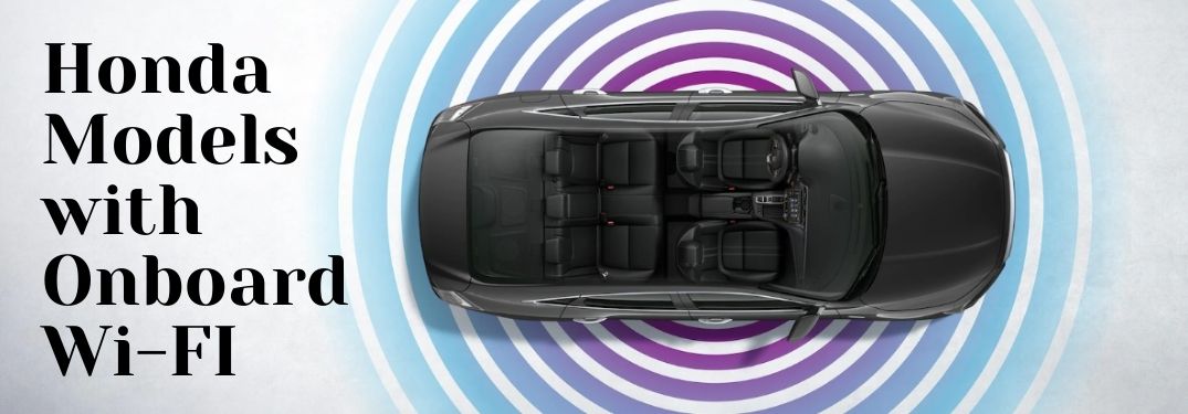 Overhead View of 2021 Honda Insight Interior with Wi-Fi Waves and Black Honda Models with Onboard Wi-Fi Text