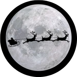 Santa and His Sleigh Flying in Front of the Moon