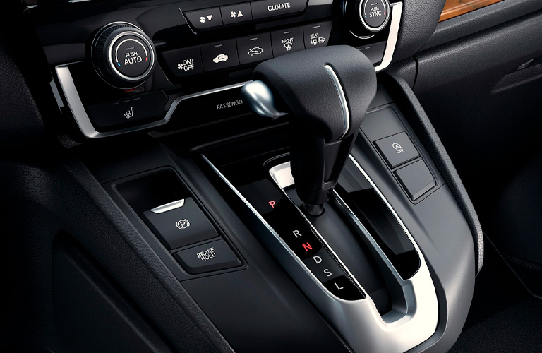 Close Up of 2021 Honda CR-V Center Console and Gear Shifter