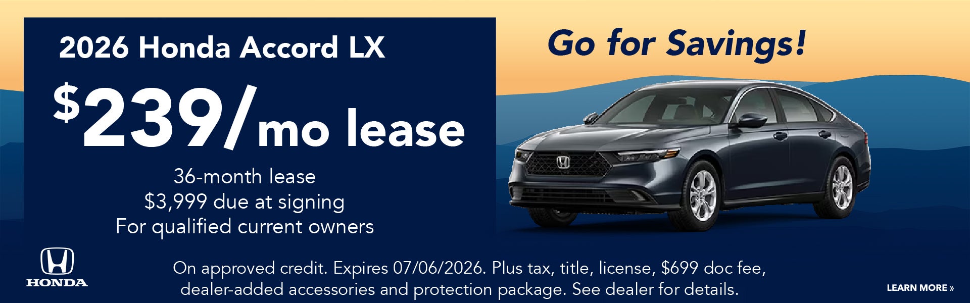 2026 Honda Accord LX special offer home page