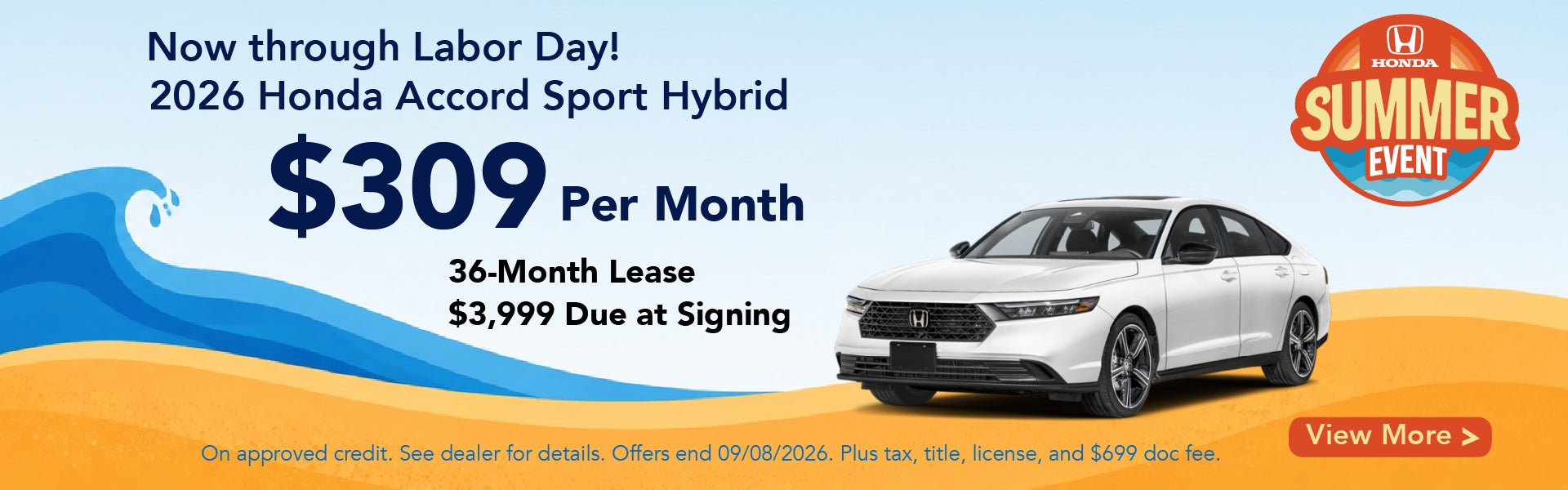2026 Honda Accord Sport Hybrid Lease Special