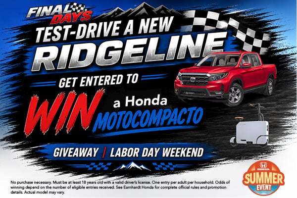 Test-Drive A New Ridgeline Win A Honda Motocompacto Giveaway
