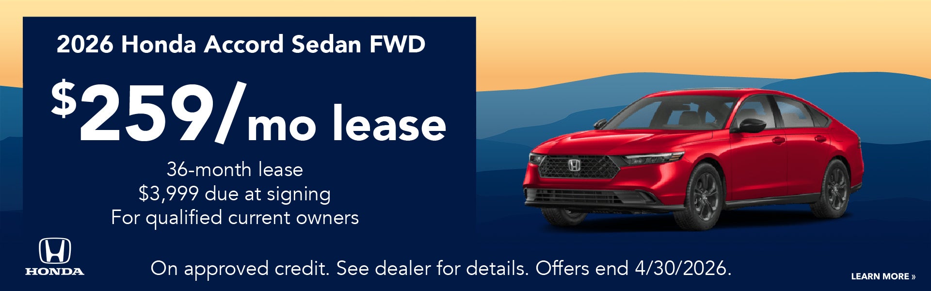 2026 Honda Accord Sedan LX Lease Offer