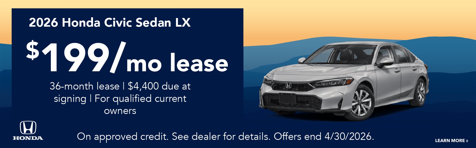2026 Honda Civic Sedan LX Lease Offer
