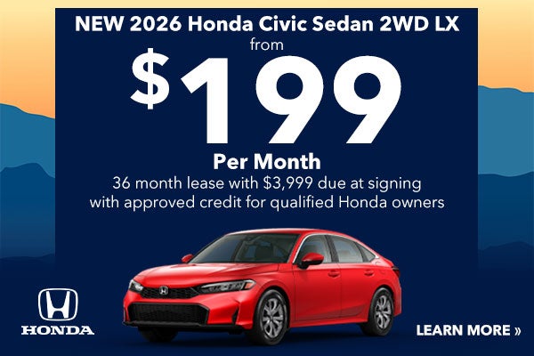 Lease a New Civic Sedan for just $199/month