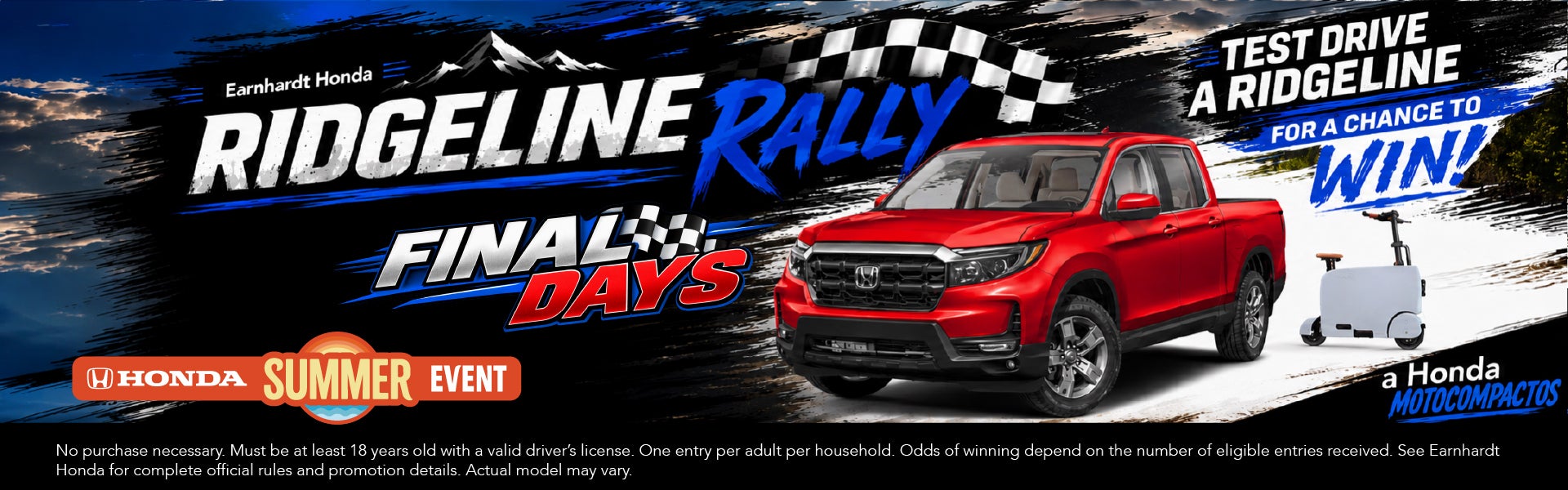 Test-Drive A New Ridgeline Win A Honda Motocompacto Giveaway
